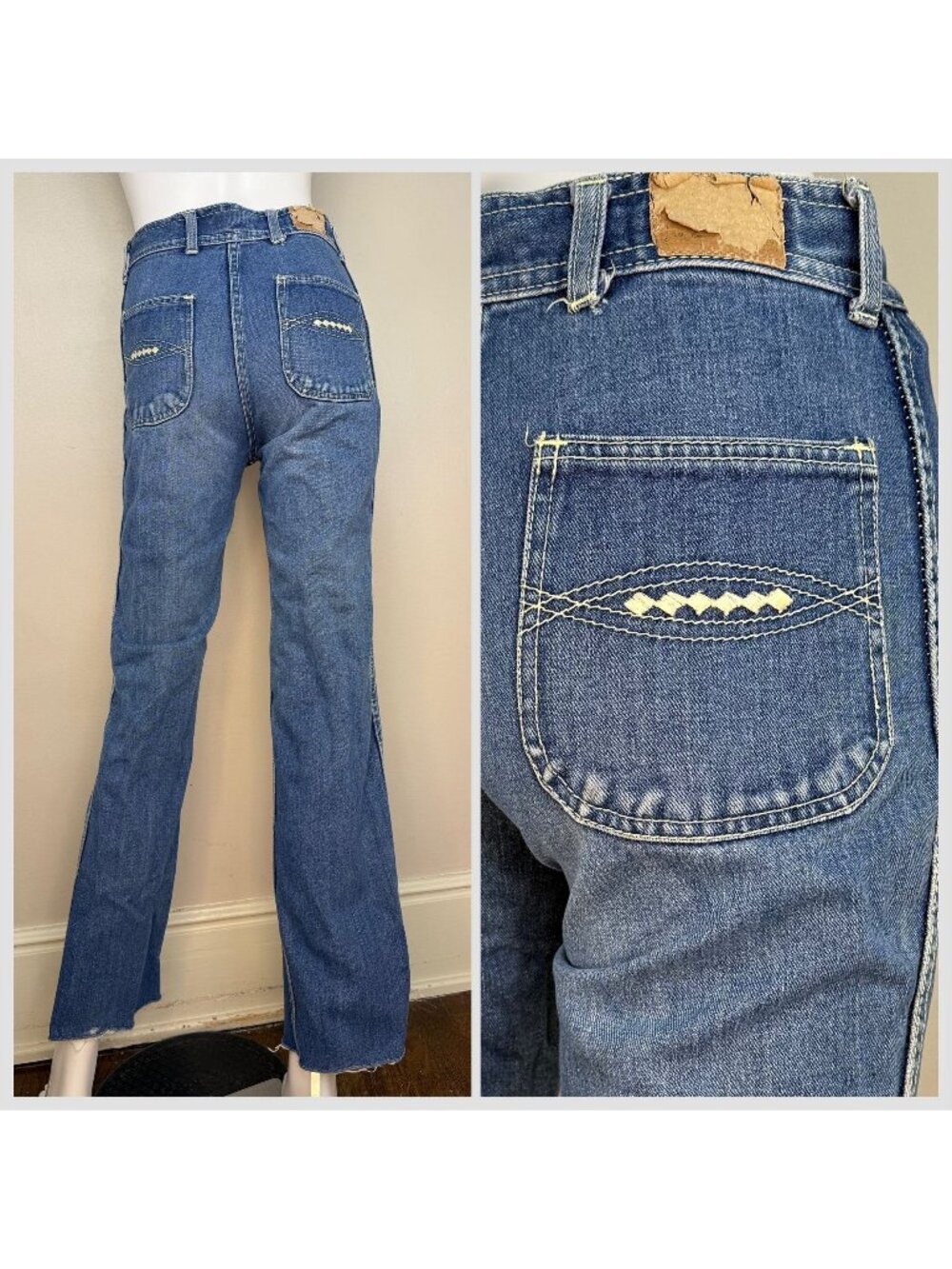 Vintage 1970s Blue Jeans High Rise Straight Leg 25.5x30.25 Best Made Togs Size 0